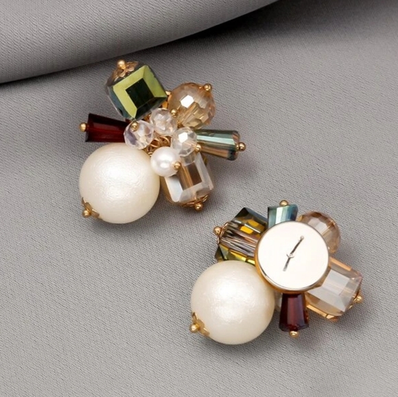 2/$28 "Nora" Faux Pearl & Crystal Earrings - Picture 4 of 5